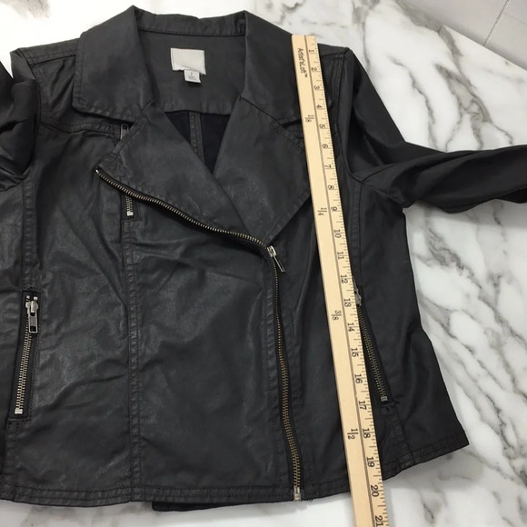 Halogen Black Front Zip‎ Cotton Biker Moto Jacket - Picture 8 of 14
